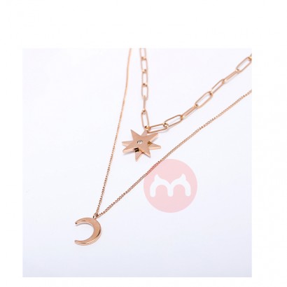 Helpushine Korean simple star stainless steel necklace pendant multi-layer necklace for women