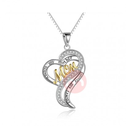 Helpushine Fashion Mother's Day Gift S925 Silver Heart Necklace Letter MOM Pendant Necklace Jewelry