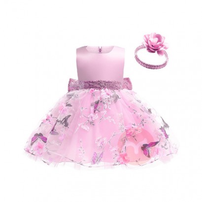 LZH Flower Kids Wedding Birthday Party Dresses Ball Gown Toddler Girls Princess Dress