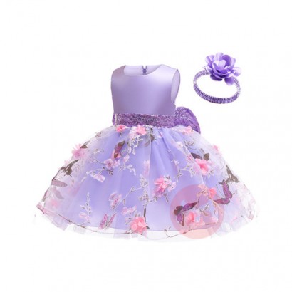 LZH Flower Kids Wedding Birthday Party Dresses Ball Gown Toddler Girls Princess Dress
