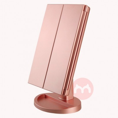 Led Lighted Travel Makeup Mirror Desktop Trifold Magnified Make Up Mirror With Lights