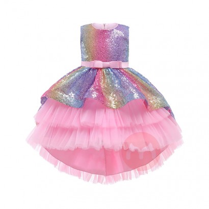 LZH Toddler Girls Rainbow Sequins Princess Dress For Girls Wedding Party Kids Formal Evening Gown Children