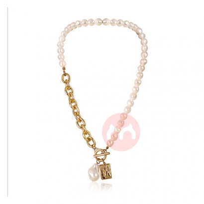 Profiled Pearl Necklace For Women Ins Vintage Baroque Alloy Portrait Square Necklaces bead necklace