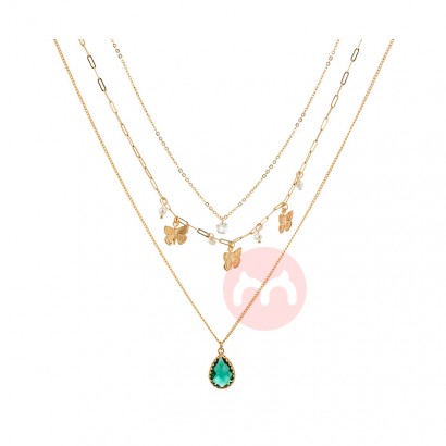 Butterfly Necklace Wholesale Fashion Elegant Water Drop Zircon Multilayer Necklace Women