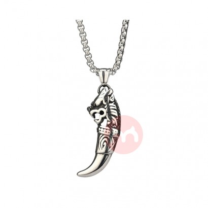 Stainless Steel Necklace Wholesale Trend Wolf Tooth Necklace Men's Retro Punk Necklace