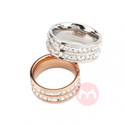 Hot selling stainless steel ring zircon ring crystal rhinestone couple ring