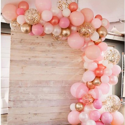 Rose Gold Balloons 100 Pack Gold and Pink Balloons Confetti Balloons Arch Kit for Bridal Shower Party Decoration