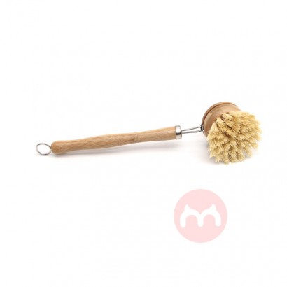 Long bamboo wooden handle sisal pot kitchen dish brush cleaning tool