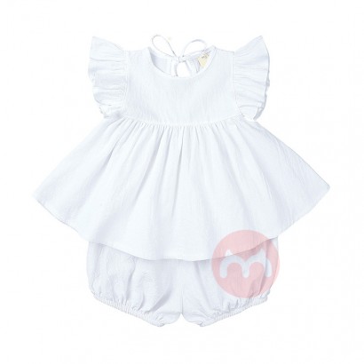 JINXI Flax cotton baby dress set with flaxen ruffled edges