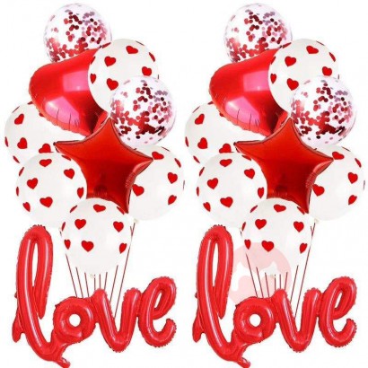 PAFU wedding party supplies red love foil balloon red and white heart latex balloon valentines's day decorations