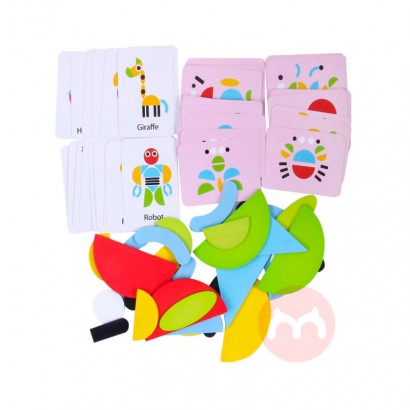 Children learn cognitive color toy jigsaw puzzles with wooden patterns