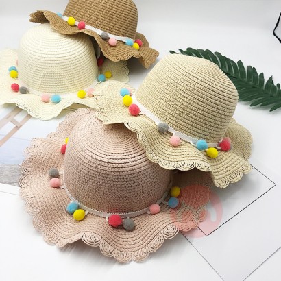 OEM Wide Brim Summer Kids Beach Sun Hat Children Girl Bucket Toddler Kids Straw Hat For Summer