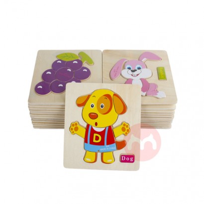 Beautiful And Colorful Wooden Animal And Fruit Puzzle Magnetic Block Building Toys Puzzles For Kids