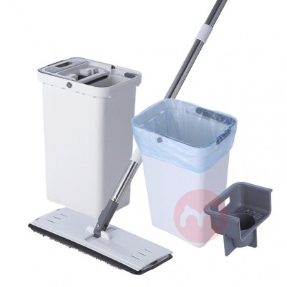 AT Mop and Bucket with Wringer Set Flat Squeeze Floor Mop 2 Washable Microfiber Pads Included Wet and Dry Household Clea