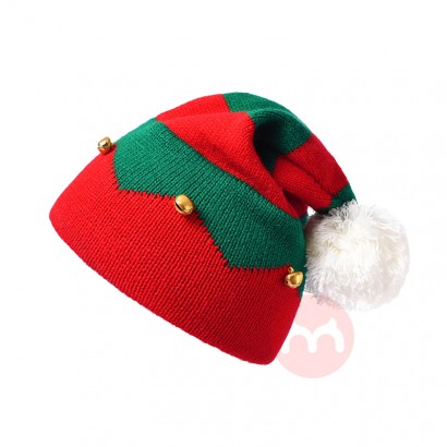 YIWU HAOHAO Personalized christmas cap striped Bell Christmas cap holiday gift wool ball knitted cap