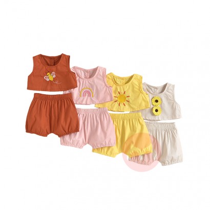 JINXI Linen cotton cute baby girl costume set