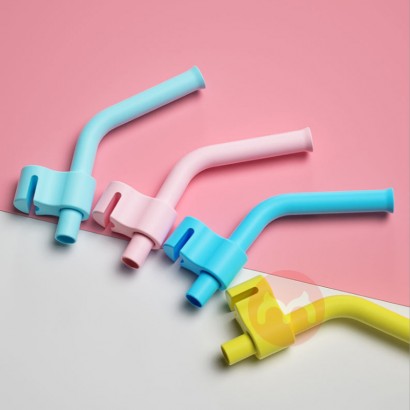 Pure silicone rubber children's auxiliary feeding straw