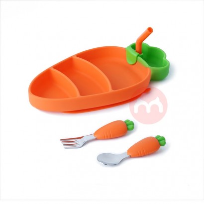 Carrot shaped silicone tableware for children