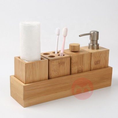 IDEAL BAMBOOSoap cup, toothbrush holder and tray bamboo bathroom accessories