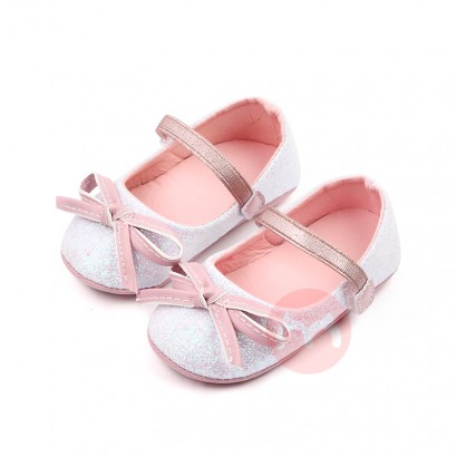 OEM Spring and autumn bow glitter pink soft-soled Princess Darling walking kids shoes