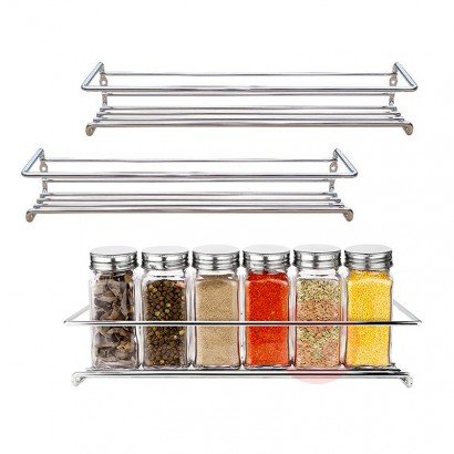 Punch-free multifunctional kitchen Cabinet spice rack organizer wall metal 