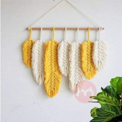 Woven wheat ear feather tapestry Pendant