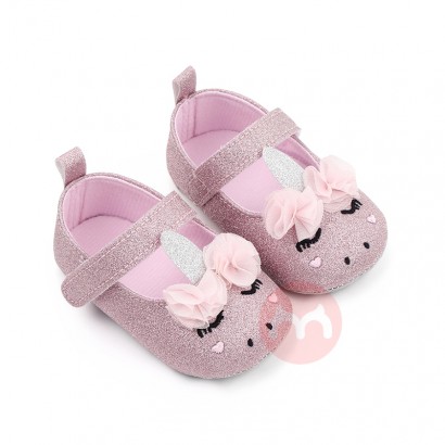 OEM Spring and autumn girl princess shoes sparkle pink soft sole cute baby walking kids shoes