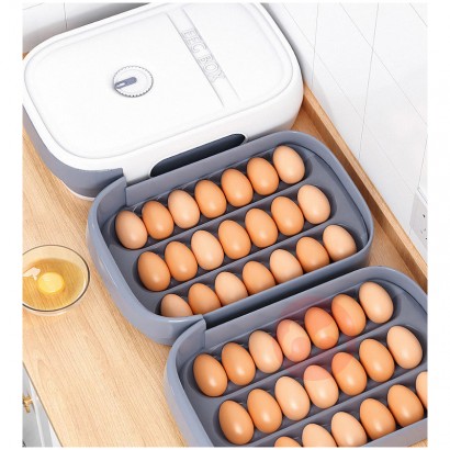 JOYBOS Kitchen Plastic Egg Holder Free Fridge Organizer with Lid Handles Refrigerator Storage Container 21Egg Tray