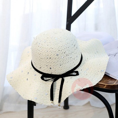 Sequin sweet bow wavy Beach Hat