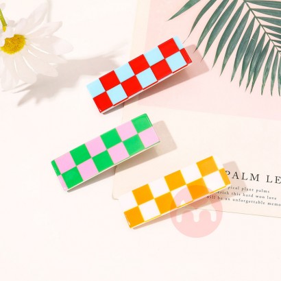 [3 sets] color checkerboard duck bill hairpin