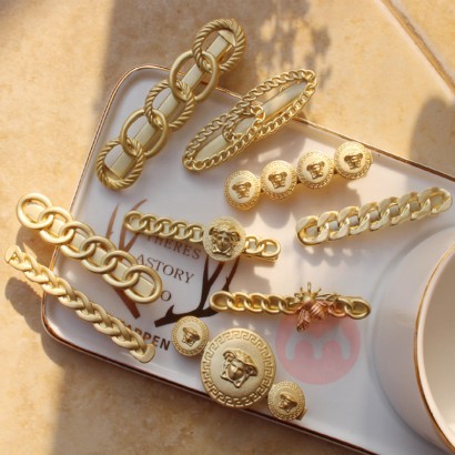 Vintage metal chain women's hairpin side clip