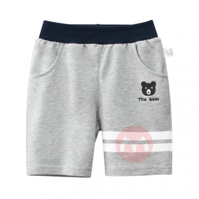 27kids Summer boys comfortable casual shorts with cotton elastic belt and white stripes