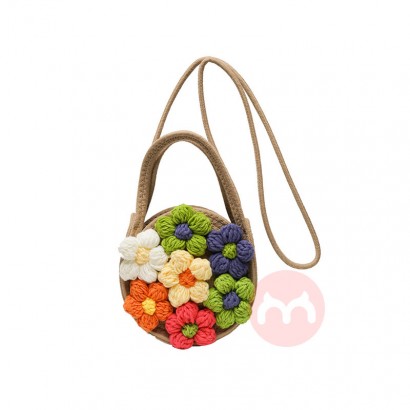 Colorful flower crocheted small round purse