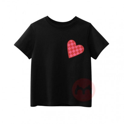 27kids Heart-shaped neutral baby boy summer printed T-shirt round neck