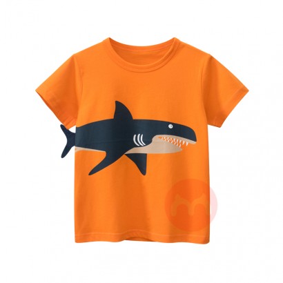 27kids Boys 100% super comfortable shark print short sleeve t-shirt