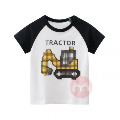 27kids Casual and fashionable white T-shirt with O-neck and short sleeve pattern