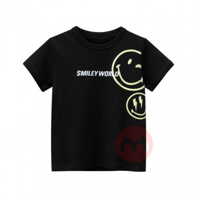 27kids Smile logo casual and comfortable O-collar short-sleeved T-shirt
