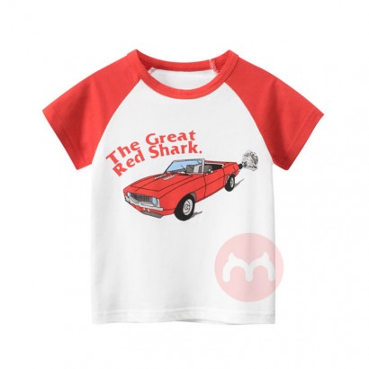 27kids Cartoon cars for boys T-shirts for babies short sleeves