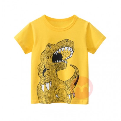 27kids Boy's yellow dinosaur print t-shirt