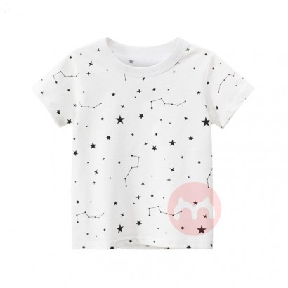 27kids Basic white creative star printed t-shirt