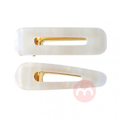A pair of white acetate board hairpins