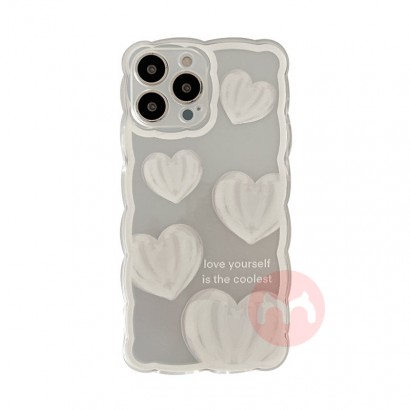 White heart transparent soft shell mobile phone case