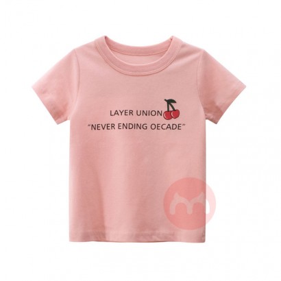 27kids Pink Girls' printed baby T-shirt