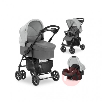 Hauck three in one portable folding gray stroller