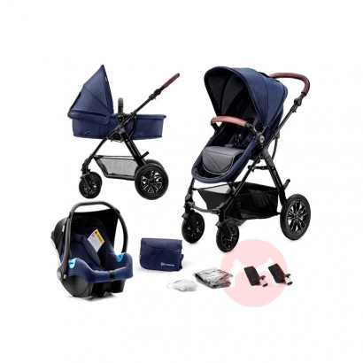 Kinderkraft three in one multifunctional baby stroller dark blue suit