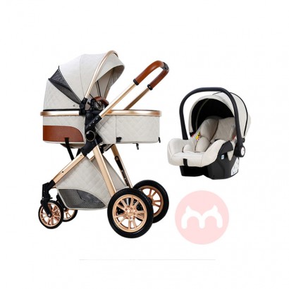 Magic ZC three in one white foldable high view stroller set