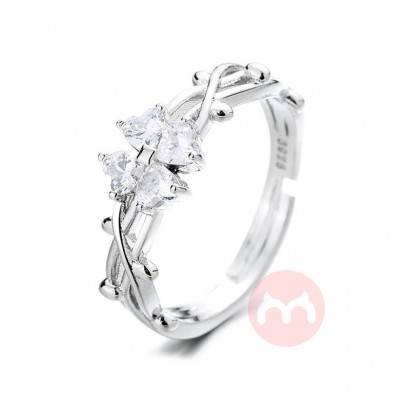 Hot sale lucky flower heart ring fa...