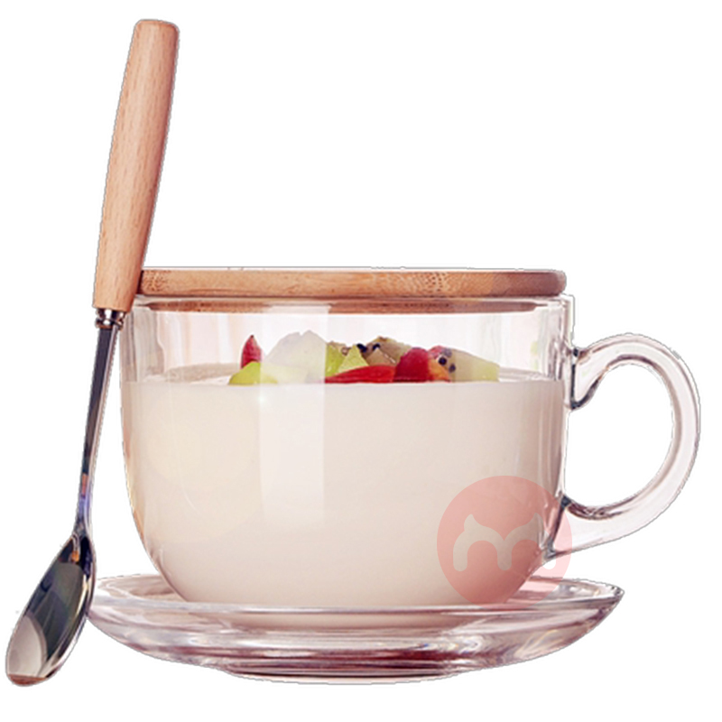 Glass breakfast cup with lid spoon ...