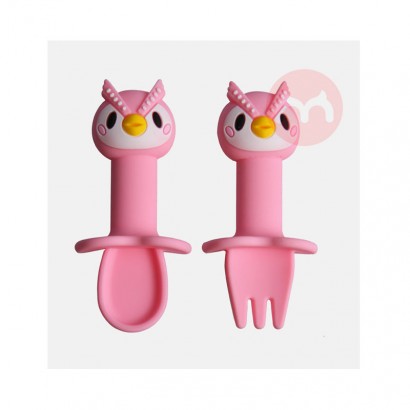 Baby silicone spoon and fork set