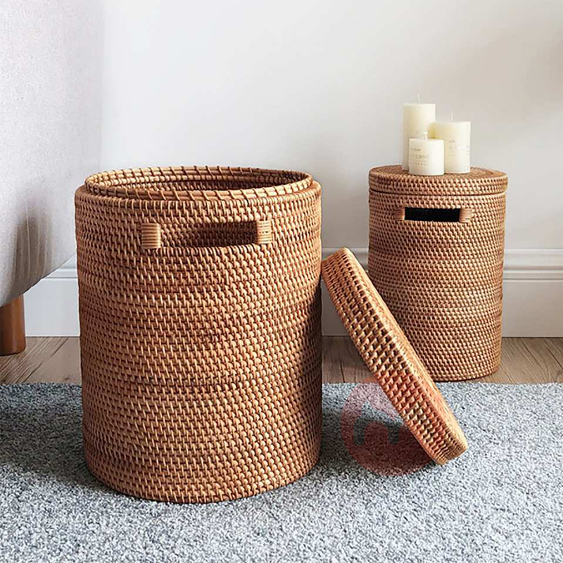 Bamboo and rattan woven storage bas...